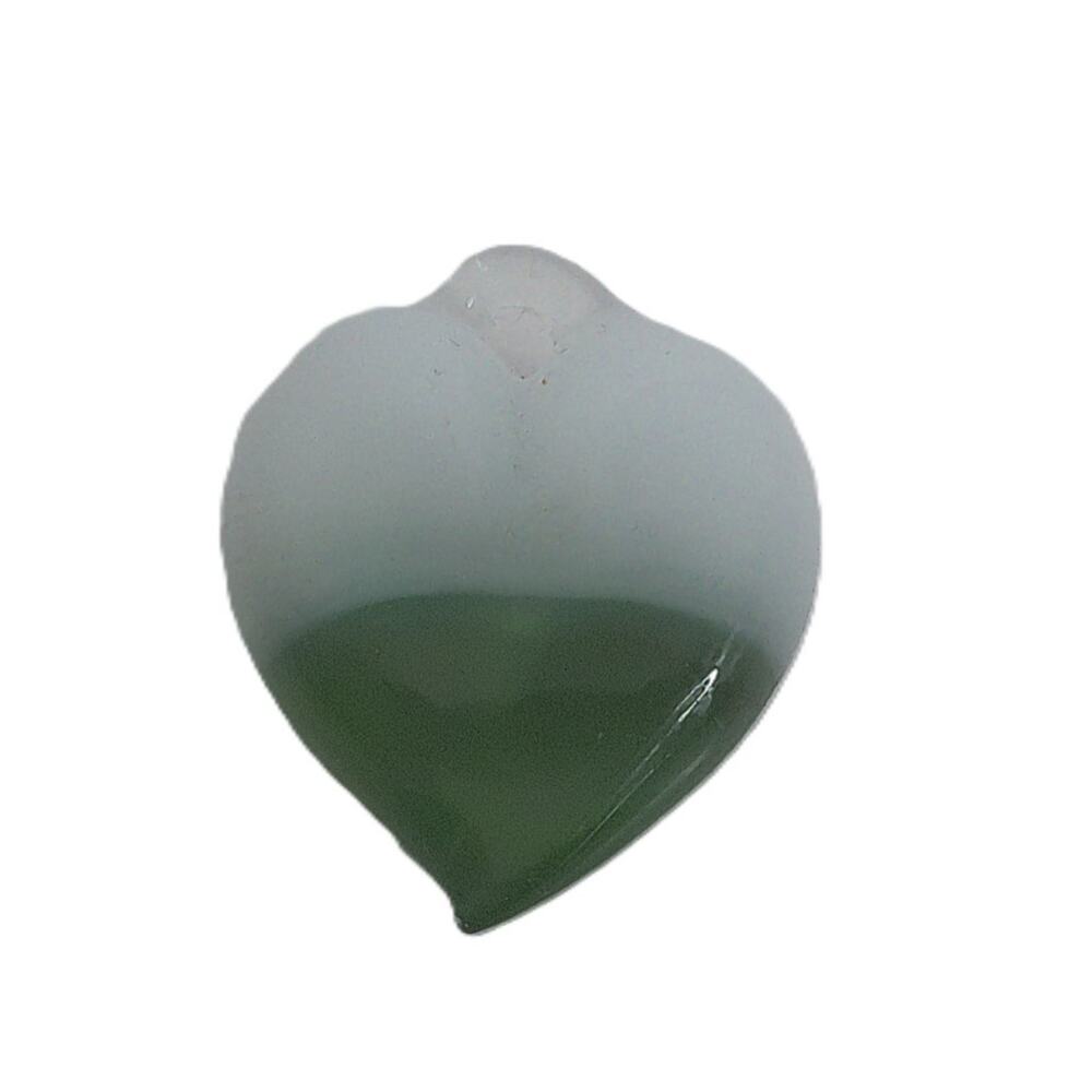 Vintage White & Green Fused Glass Heart Pendant Two Tone Handmade Love Charm - Picture 3 of 3